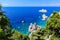 Clear blue greek rocky coast at paleokastritsa