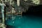 A clear blue underground lake popular with swimmers in Gua Rangko Rangko Cave near Labuan Bajo, Flores, Indonesia