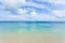 Clear blue water, tropical beach and horizon
