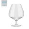 Clear brandy snifter glass template. Vector mockup