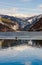 Clear Cold Landscape with blue sky at Grundlsee, Austria, winter, frozen lake. Travel spot