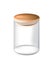 Clear empty cylindrical glass jar isolated