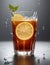 In a clear glass filled with lemon tea, lemon slices are nestled inside, while the glass is elegantly adorned with mint leaves