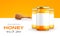 Clear Glass Honey Jar Mockup for Packaging Label 3D Rendering on Isolated Background