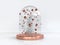 Clear glass jar many white copper sphere leaf christmas tree 3d render