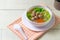 Clear glass noodle soup with Minced Pork and Vegetables ,Gaeng Jued Woon Sen