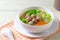 Clear glass noodle soup with Minced Pork and Vegetables Gaeng Jued Woon Sen