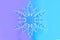 Clear glass snowflake in neon light