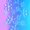 Clear glass snowflakes in neon light