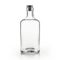 a clear glass spirits bottle isolated on a white background