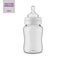 Clear glossy plastic baby bottle vector mockup.