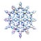 Clear holographic glass snowflake on white background