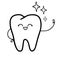 Clear line art health tooth icon for dental symbol and dentist cartoon