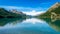 Clear morning at Lake Silvaplana Upper Engadine Valley, GraubÃ¼nden, Switzerland