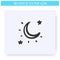 Clear night sky icon. Starry sky with moon