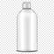 Clear plastic bottle with screw flip top cap filled with liquid on transparent background, realistic vector mockup. Liquid product