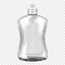 Clear plastic bottle with screw push-pull cap and white blank label mockup. Liquid soap, dishwashing liquid container mock-up