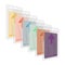 Clear plastic card holders with colored hotel keycards inside. Vertical vinyl badge sleeve envelope with zip lock and hanging slot