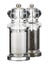 Clear plastic salt and pepper mill grinders on white background