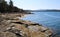 Clear pristine ocean with pebble beach on Vancouver Island in Nanoose park