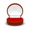 Clear Round Red Velvet Opened Jewelry Gift Box. Package For Ring Or Earrings