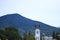 Clear sky at bukittinggi with Jam Gadang and Singgalang Mountain