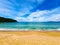 Clear sky and sea at Ilhota beach, Itapema, Brazil