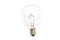 Clear small base specialty lightbulb with round head isolated on