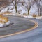 Clear Square Mountain road with road signs in Salt Lake City