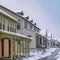 Clear Square Pathway in front of cozy homes in Daybreak Utah viewed in winter