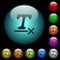 Clear text format icons in color illuminated glass buttons