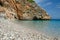 Clear tortoise water on the beach cala della Capreria in the natural reserve Zingaro, Sicily