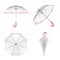 Clear transparent umbrella isolated on white background. 3D illustration .