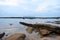 Clear Transparent Water at Coastline with Morning Blue Sky with Abstract Shapes in Soil