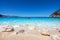 The clear, turquoise sea of Myrtos beach, Kefalonia, Greece