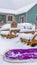 Clear Vertical Purple sled and wooden chairs surrounded by snow during winter in Daybreak