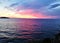 Clear view near the sea from a cliffs sunset time  in neo marmara greece  stock photo