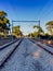 A clear view of a railway track with white stones in adelaide, Australia