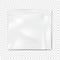 Clear vinyl resealable zipper pouch on transparent background vector mockup. Blank empty square plastic bag with zip lock mock-up