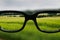 Clear vision through black framed eyeglasses