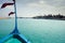 Clear water and blue sky, view from boat, Maldives