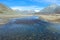 Clear water in the rugged mountain river