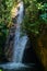 Clear water from a waterfall, running through many stones, through plants, creating many small waterfalls in its path, suggests th