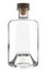 Clear White Glass Bottle of Rum, Whiskey, Vodka, Gin, Sake, Tequila, Brandy, Tincture, Moonshine or Cognac Bottle with Wooden Cork