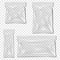 Clear zip lock plastic bag vector mock-up set. Transparent zipper vinyl envelope package. Ziplock seal PVC pouch. Various sizes