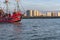 CLEARWATER, FLORIDA - MAY 05, 2015: Dolphin and Pirates Ransom Ferry in Clearwater. Sunset time.