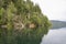 Clearwater lake with canoe