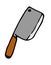 Cleaver icon. doodle-style kitchen rectangular knife grey metal wooden handle on white background for restaurant design template
