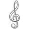 Clef treble music key, violin sheet black swirl, clef treble