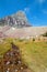 Clement Mountain as seen from Hidden Lake trail on Logan Pass in Glacier National Park during the 2017 fall fires in Montana USA